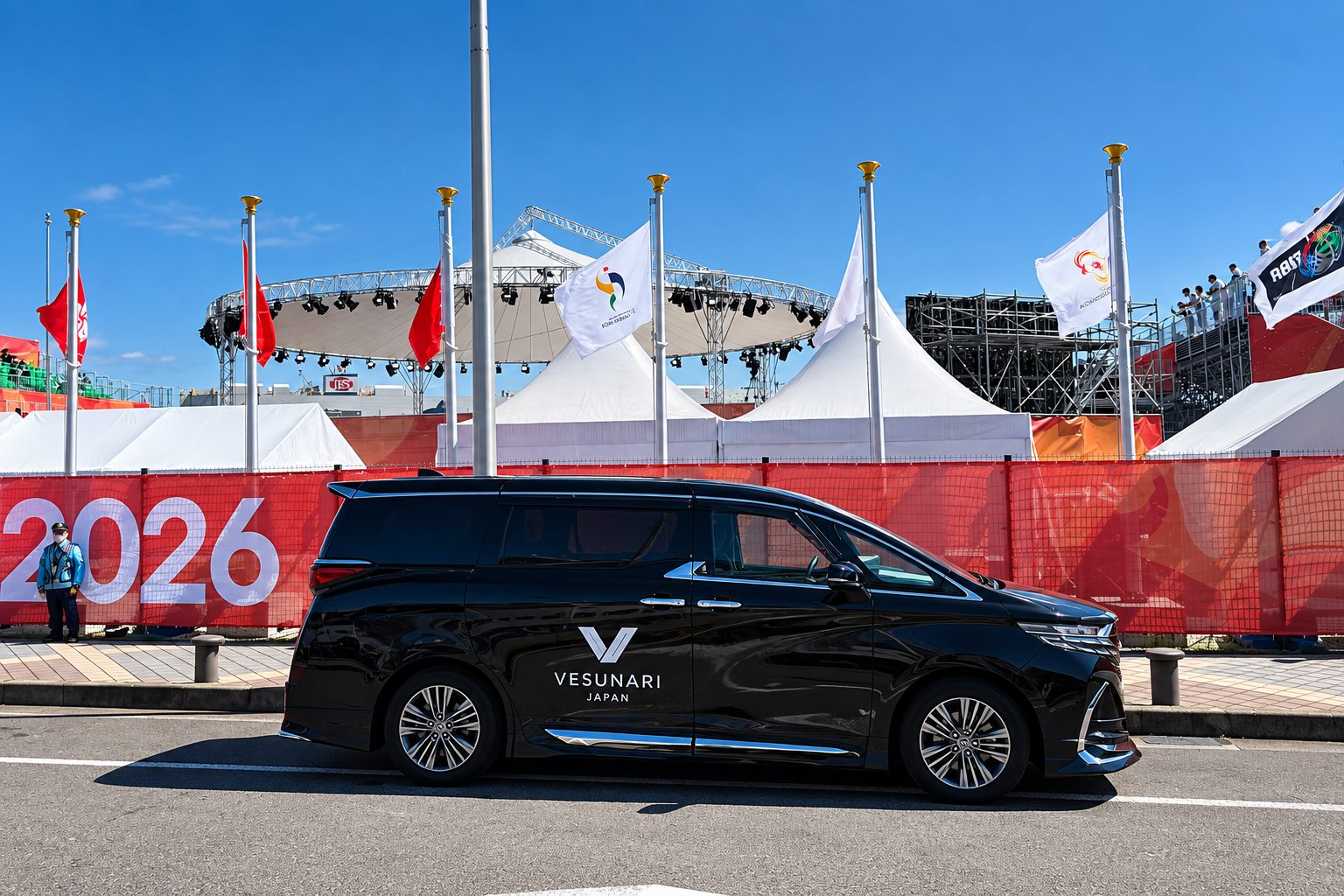 VESUNARI executive minivan serving an international event in Japan