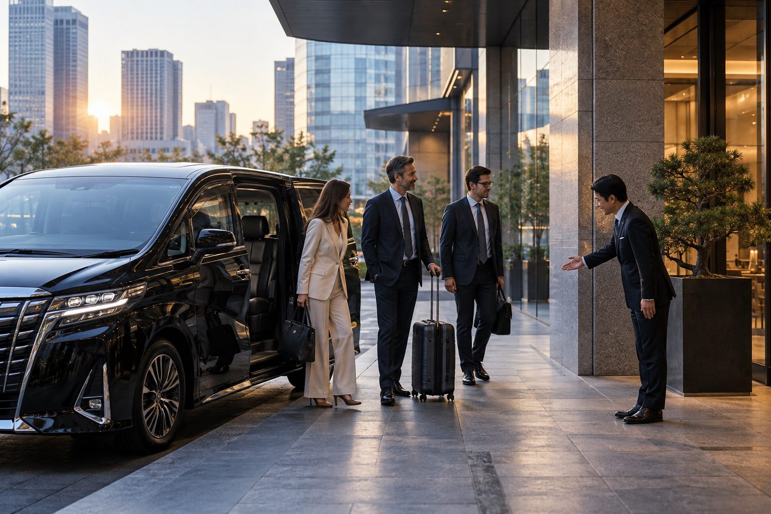 Executive guest reception with a private vehicle in Japan